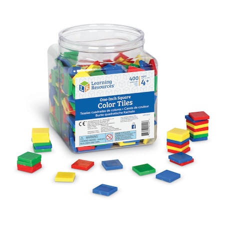 Learning Resources Plastic Square Color Tiles, PK400 0203
